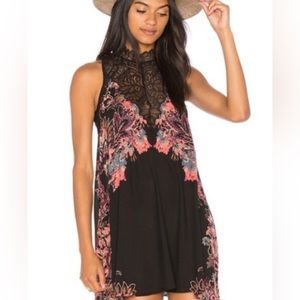 FREE PEOPLE Black Floral MARSHA Dress small